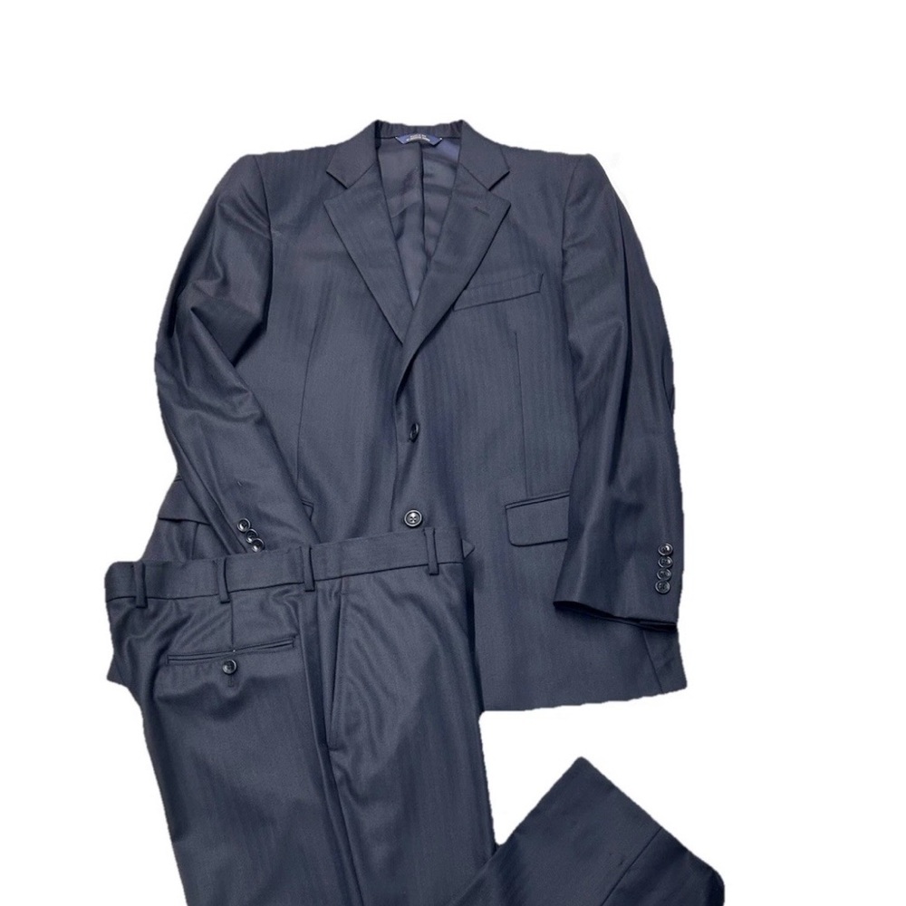 Brooks Brothers Saxxon 1818 Suit 42S W36 Navy Wool 2PC Jacket Pants